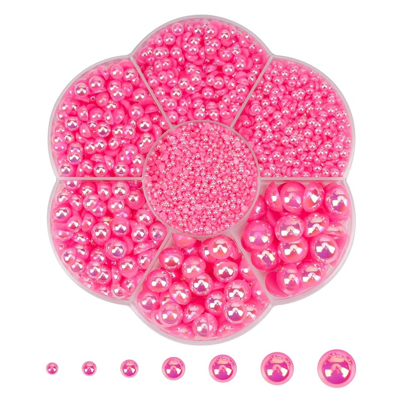 BLAAROOM 5800Pcs Half Pearls for Crafts, Flatback Pearls for Artwork Making, DIY Rhinestones Accessory Nail Art,Face Gems Jewels Flat Back Craft Pearls for Artist Creative - AB Peach, Small - Image 1